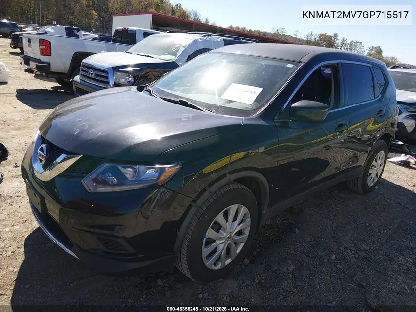 2016 NISSAN ROGUE VIN KNMAT2MV7GP715517 — фото 2