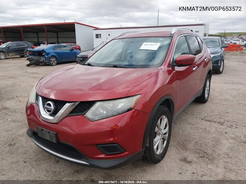 2016 NISSAN ROGUE VIN KNMAT2MV0GP653572 — фото 2