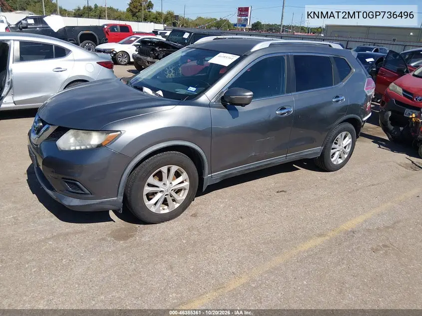 2016 NISSAN ROGUE VIN KNMAT2MT0GP736496 — фото 2