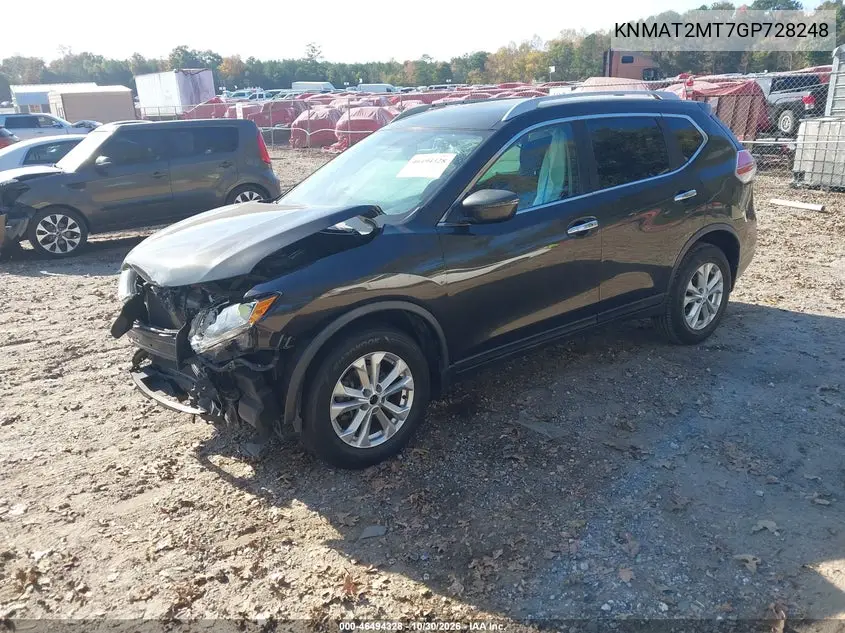 2016 NISSAN ROGUE VIN KNMAT2MT7GP728248 — фото 2