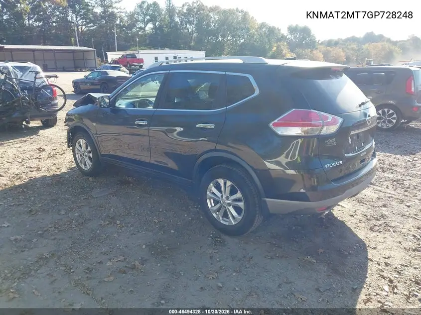 2016 NISSAN ROGUE VIN KNMAT2MT7GP728248 — фото 3