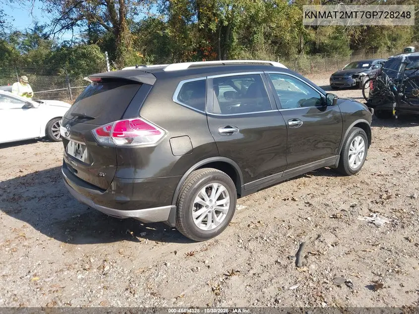 2016 NISSAN ROGUE VIN KNMAT2MT7GP728248 — фото 4