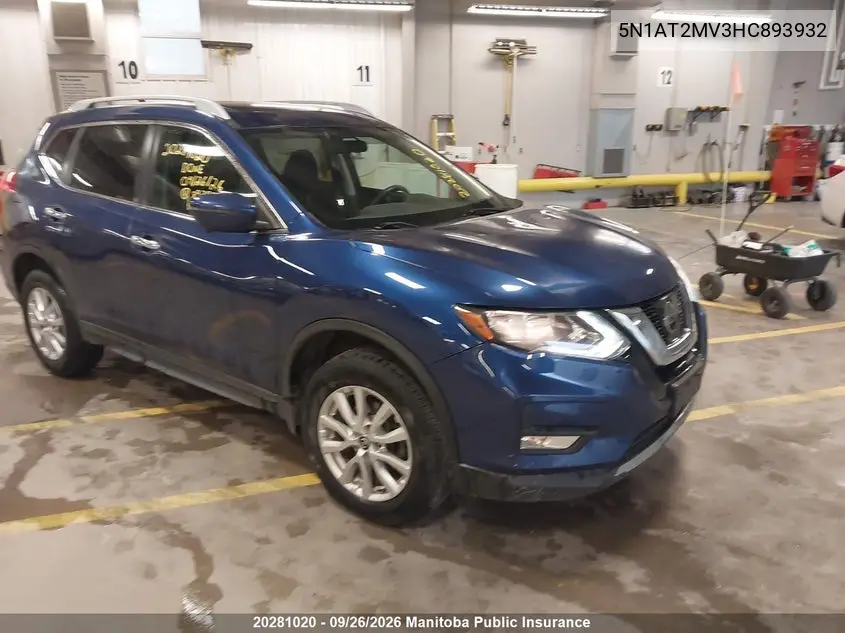 NISSAN ROGUE 2017, VIN 5N1AT2MV3HC893932