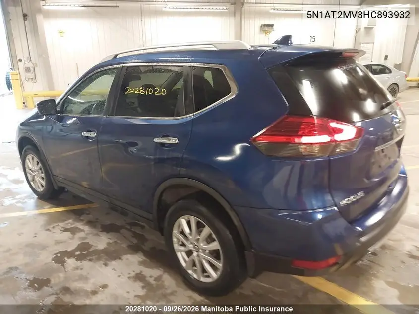 2017 NISSAN ROGUE VIN 5N1AT2MV3HC893932 — фото 3