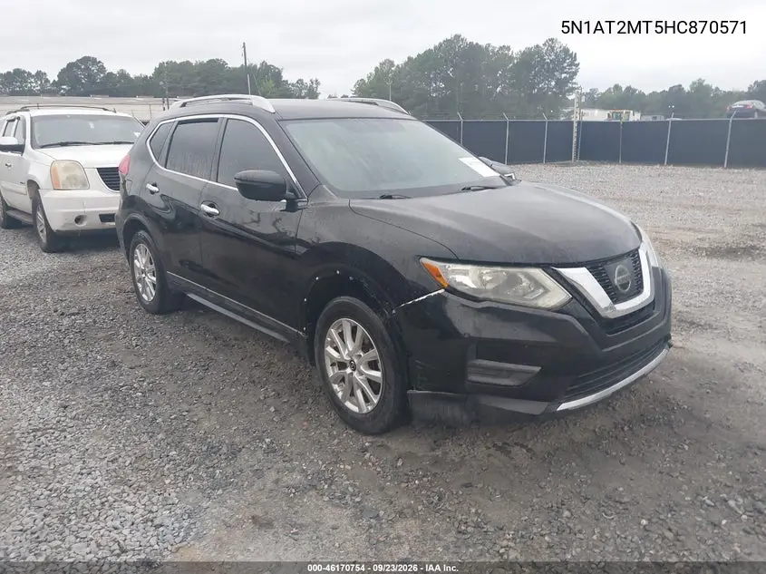 NISSAN ROGUE 2017, VIN 5N1AT2MT5HC870571