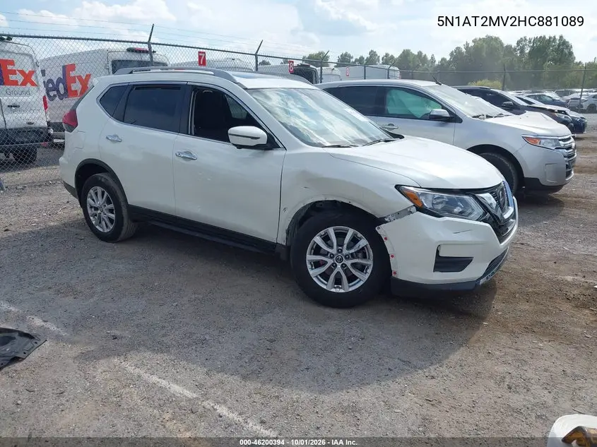 NISSAN ROGUE 2017, VIN 5N1AT2MV2HC881089