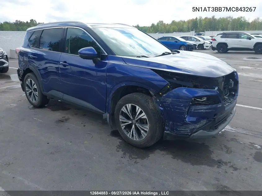 NISSAN ROGUE 2021, VIN 5N1AT3BB7MC843267