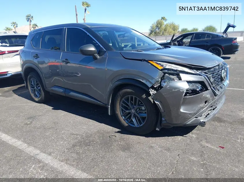 NISSAN ROGUE 2021, VIN 5N1AT3AA1MC839742