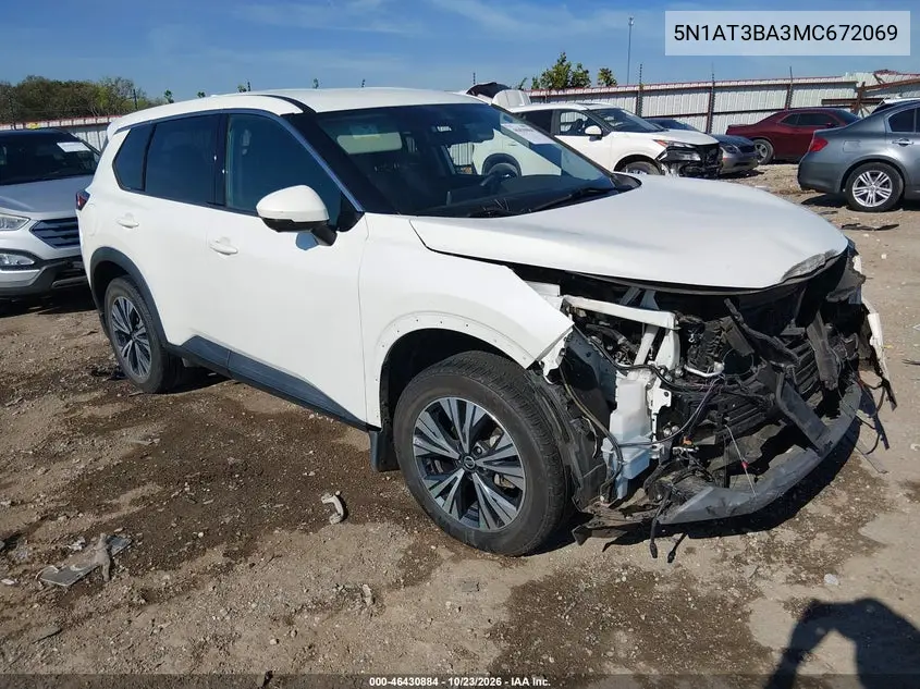 NISSAN ROGUE 2021, VIN 5N1AT3BA3MC672069