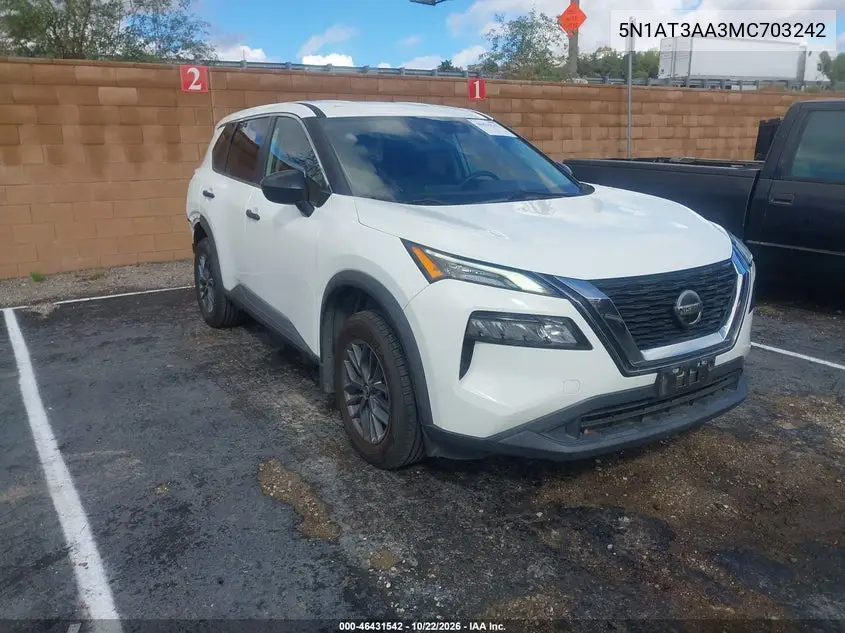 NISSAN ROGUE 2021, VIN 5N1AT3AA3MC703242