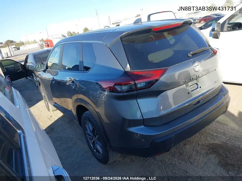 2025 NISSAN ROGUE VIN JN8BT3AB3SW431731 — фото 3