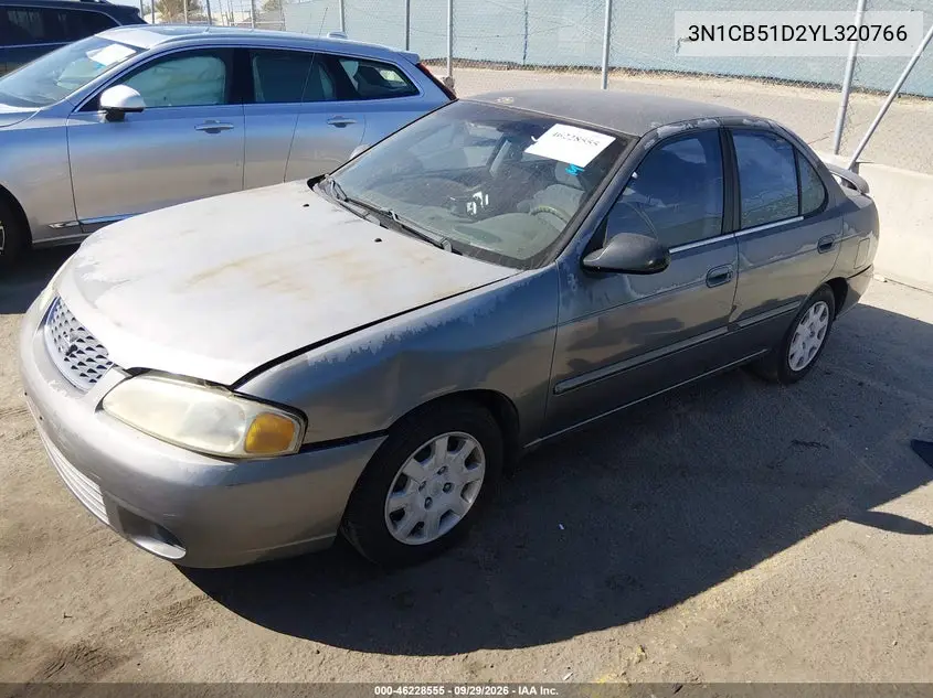 2000 NISSAN SENTRA VIN 3N1CB51D2YL320766 — фото 2