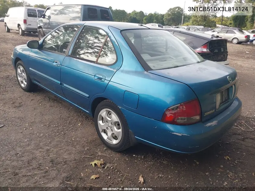 2003 NISSAN SENTRA VIN 3N1CB51DX3L814124 — фото 3