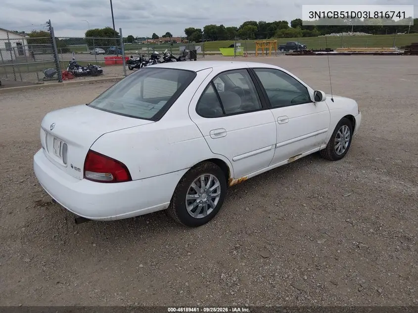 2003 NISSAN SENTRA VIN 3N1CB51D03L816741 — фото 4