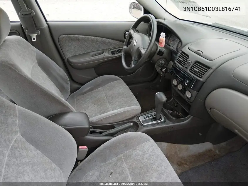 2003 NISSAN SENTRA VIN 3N1CB51D03L816741 — фото 5