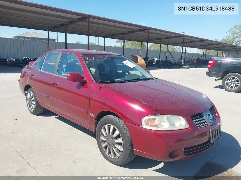 NISSAN SENTRA 2004, VIN 3N1CB51D34L918438
