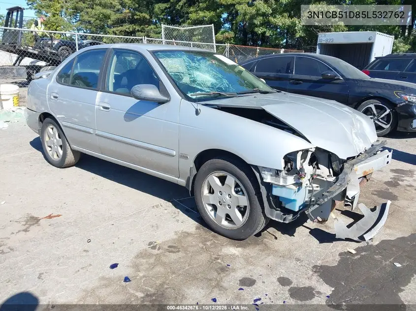 NISSAN SENTRA 2005, VIN 3N1CB51D85L532762