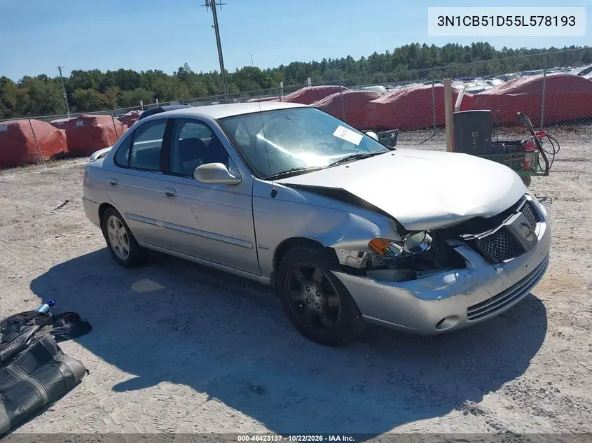 NISSAN SENTRA 2005, VIN 3N1CB51D55L578193