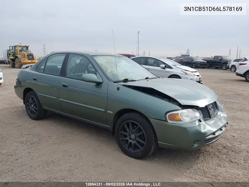 NISSAN SENTRA 2006, VIN 3N1CB51D66L578169