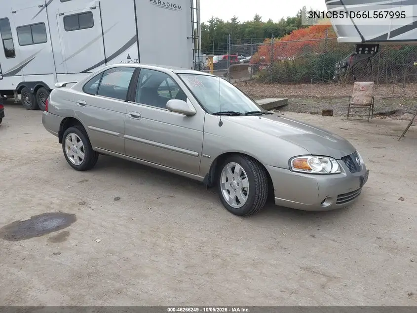 NISSAN SENTRA 2006, VIN 3N1CB51D66L567995