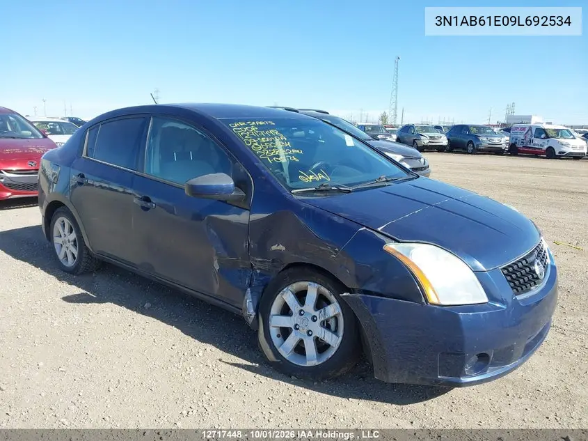 NISSAN SENTRA 2009, VIN 3N1AB61E09L692534