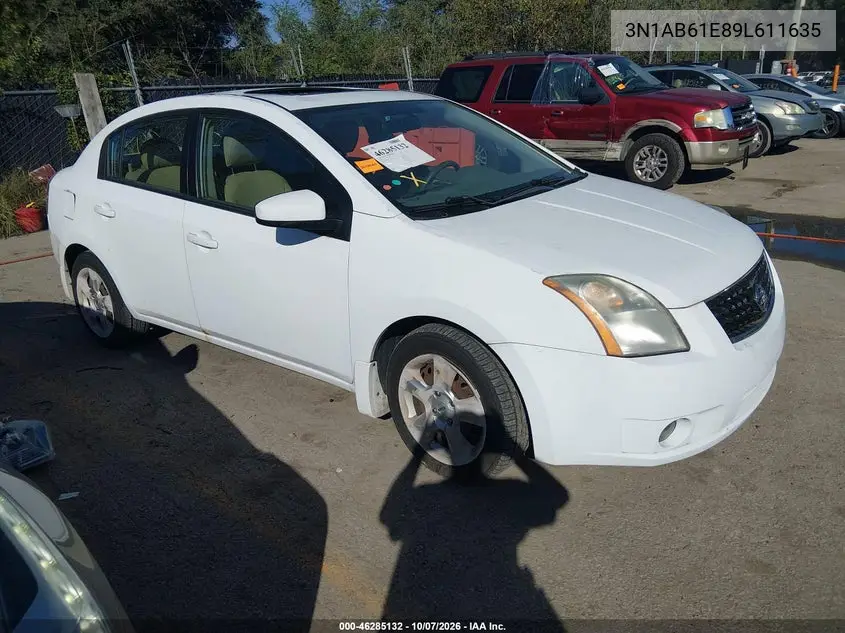 NISSAN SENTRA 2009, VIN 3N1AB61E89L611635