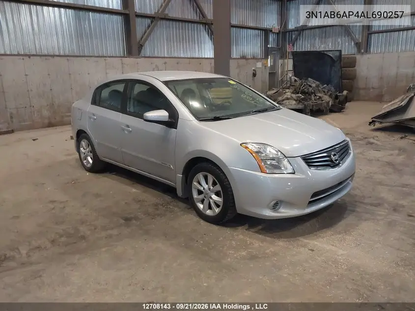 NISSAN SENTRA 2010, VIN 3N1AB6AP4AL690257
