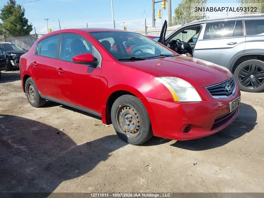 NISSAN SENTRA 2010, VIN 3N1AB6AP7AL693122