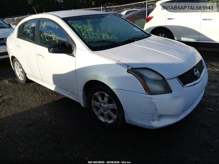 NISSAN SENTRA 2010, VIN 3N1AB6AP7AL685943