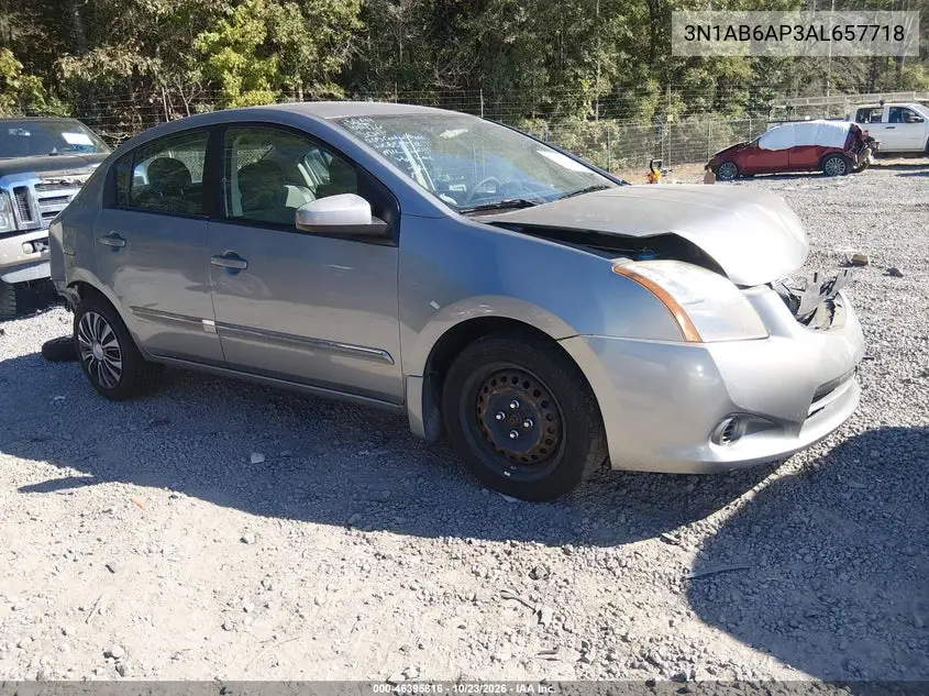 NISSAN SENTRA 2010, VIN 3N1AB6AP3AL657718
