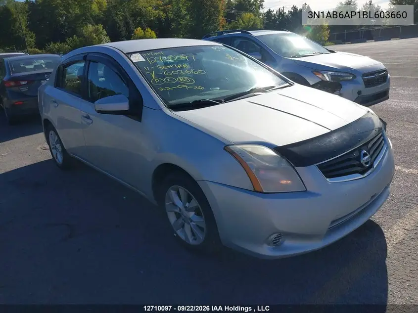 NISSAN SENTRA 2011, VIN 3N1AB6AP1BL603660