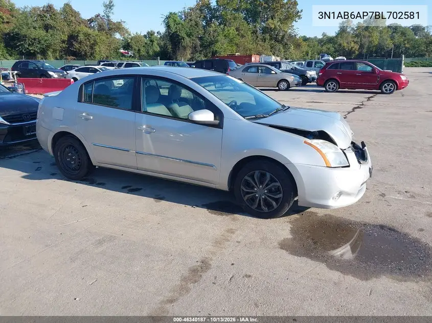 NISSAN SENTRA 2011, VIN 3N1AB6AP7BL702581