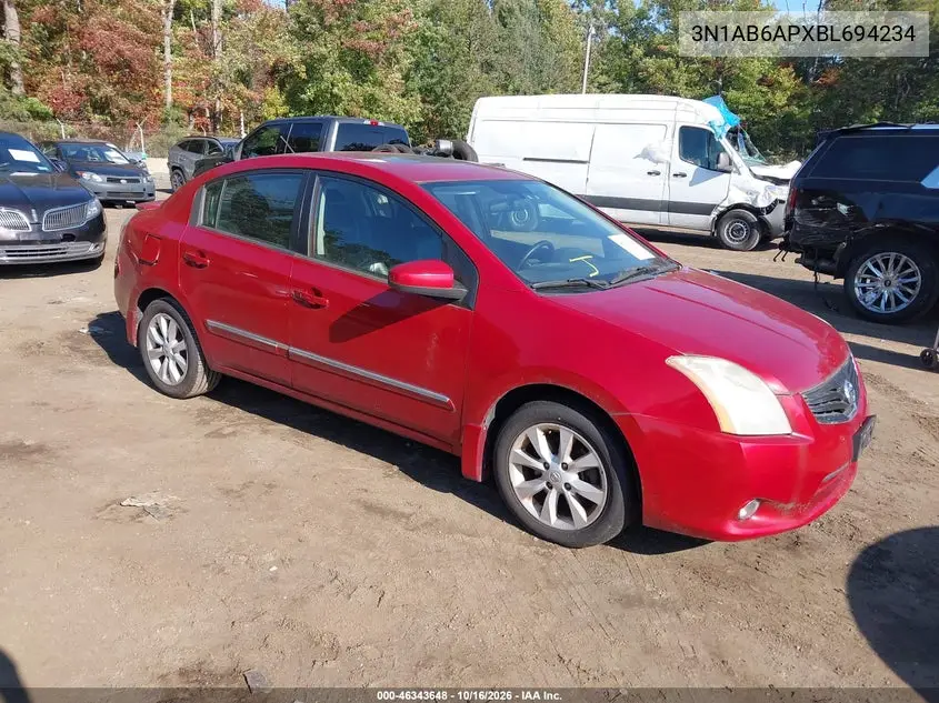 NISSAN SENTRA 2011, VIN 3N1AB6APXBL694234