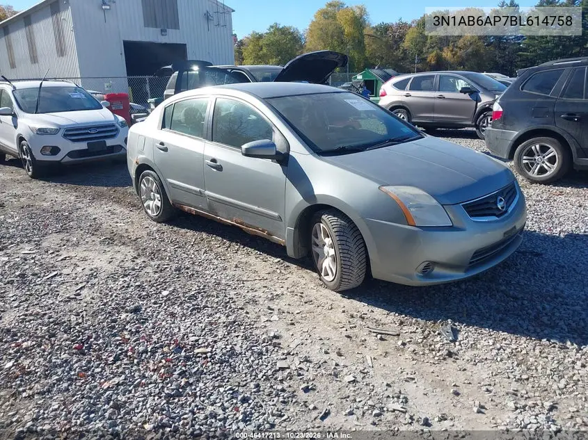 NISSAN SENTRA 2011, VIN 3N1AB6AP7BL614758