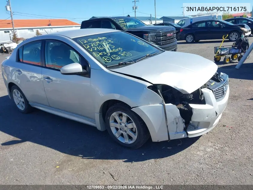 NISSAN SENTRA 2012, VIN 3N1AB6AP9CL716175