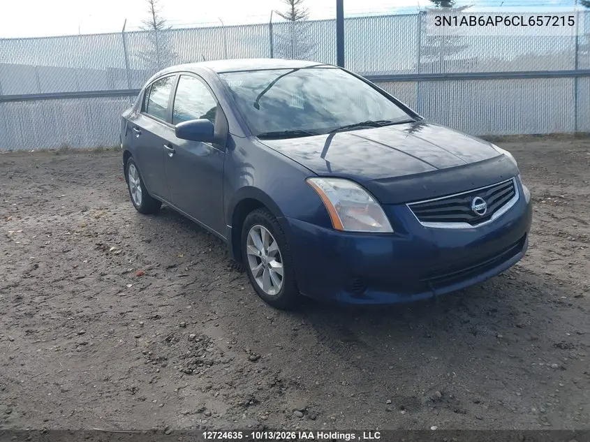 NISSAN SENTRA 2012, VIN 3N1AB6AP6CL657215