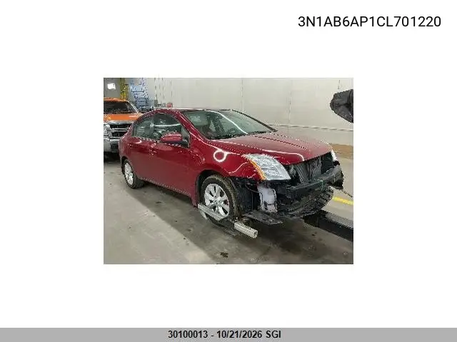 NISSAN SENTRA 2012, VIN 3N1AB6AP1CL701220