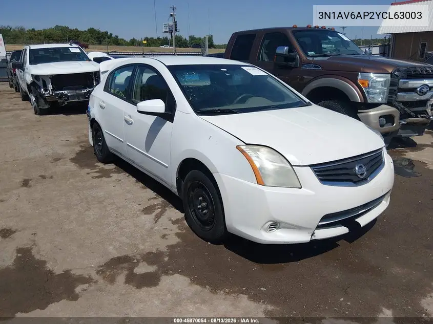 NISSAN SENTRA 2012, VIN 3N1AB6AP2CL630030
