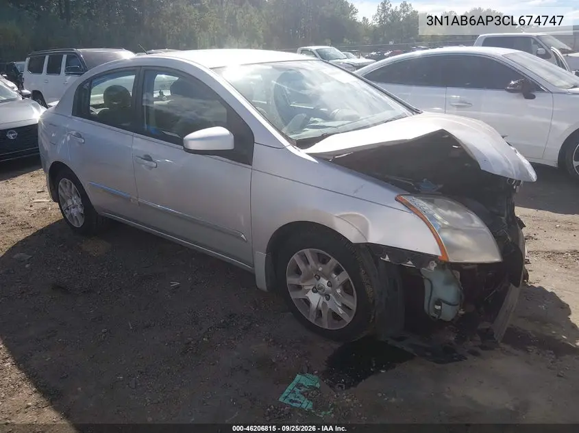 NISSAN SENTRA 2012, VIN 3N1AB6AP3CL674747