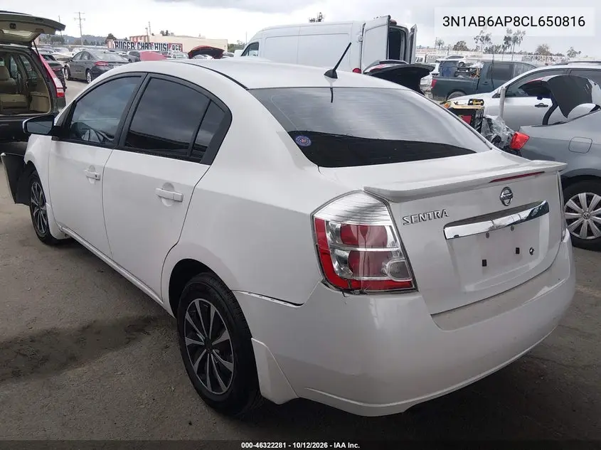 2012 NISSAN SENTRA VIN 3N1AB6AP8CL650816 — фото 3