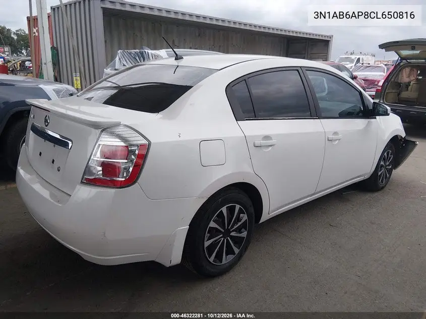 2012 NISSAN SENTRA VIN 3N1AB6AP8CL650816 — фото 4