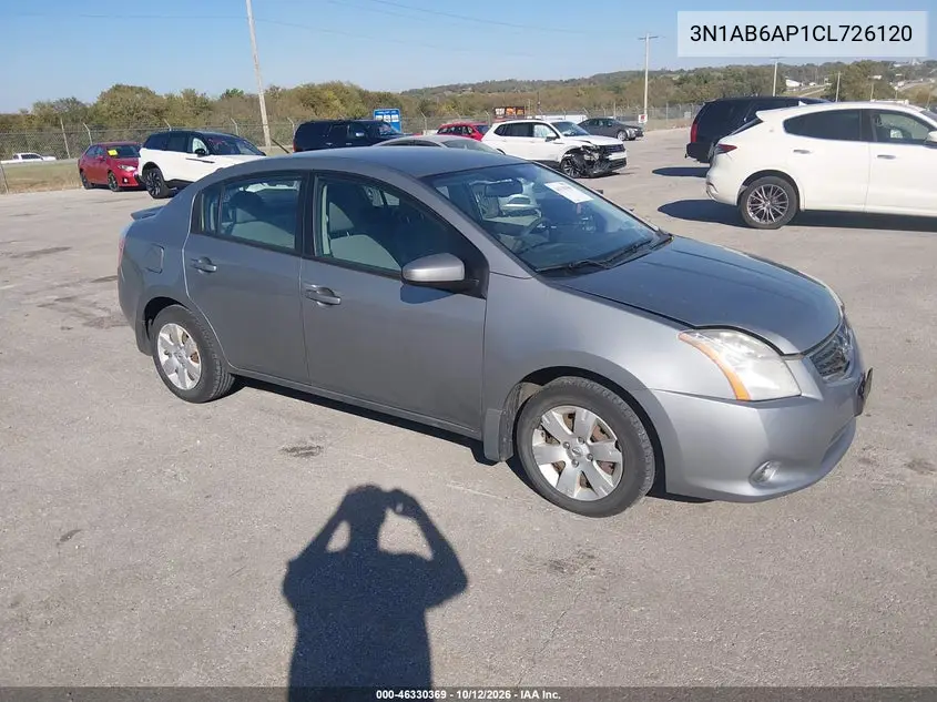 NISSAN SENTRA 2012, VIN 3N1AB6AP1CL726120