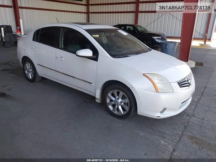 NISSAN SENTRA 2012, VIN 3N1AB6AP7CL774138