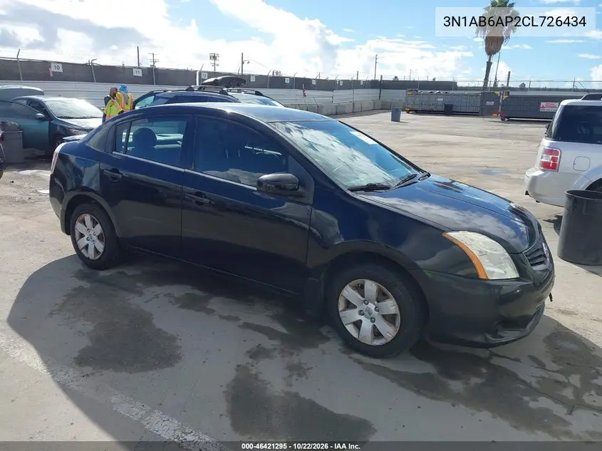 NISSAN SENTRA 2012, VIN 3N1AB6AP2CL726434