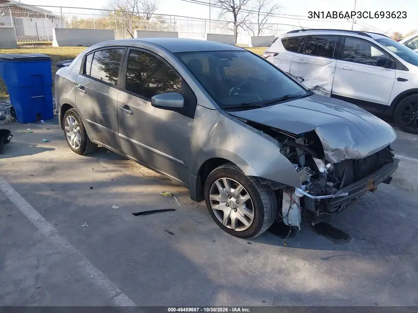 NISSAN SENTRA 2012, VIN 3N1AB6AP3CL693623