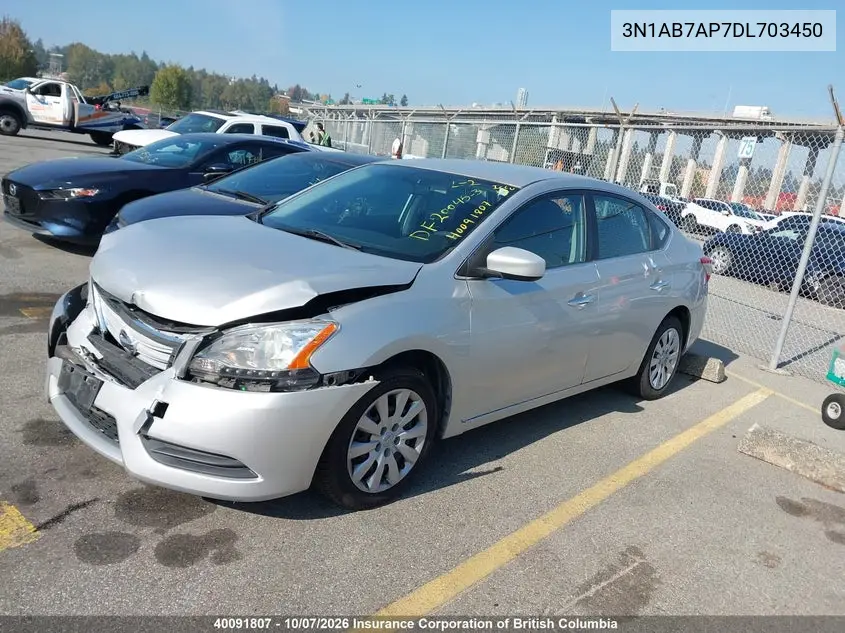 2013 NISSAN SENTRA VIN 3N1AB7AP7DL703450 — фото 2