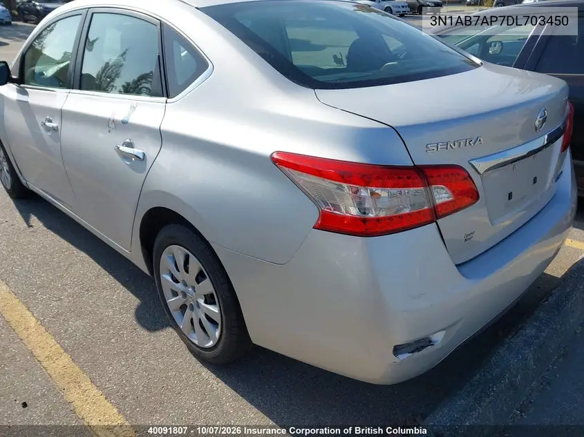 2013 NISSAN SENTRA VIN 3N1AB7AP7DL703450 — фото 3