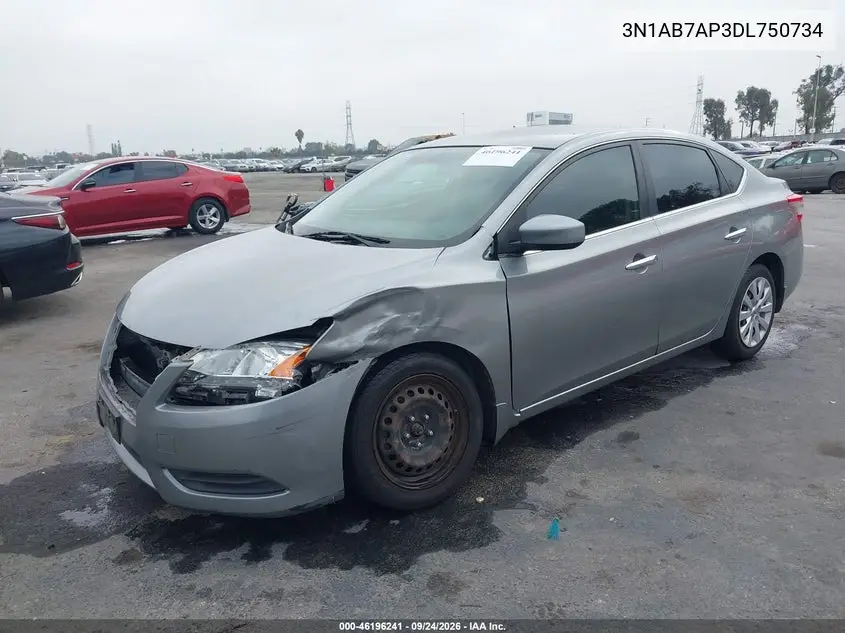 2013 NISSAN SENTRA VIN 3N1AB7AP3DL750734 — фото 2