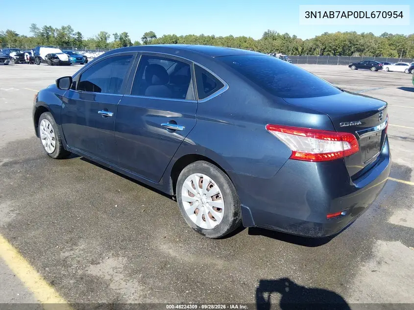 2013 NISSAN SENTRA VIN 3N1AB7AP0DL670954 — фото 3