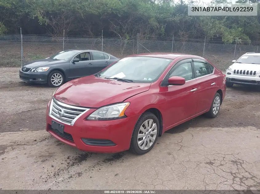 2013 NISSAN SENTRA VIN 3N1AB7AP4DL692259 — фото 2